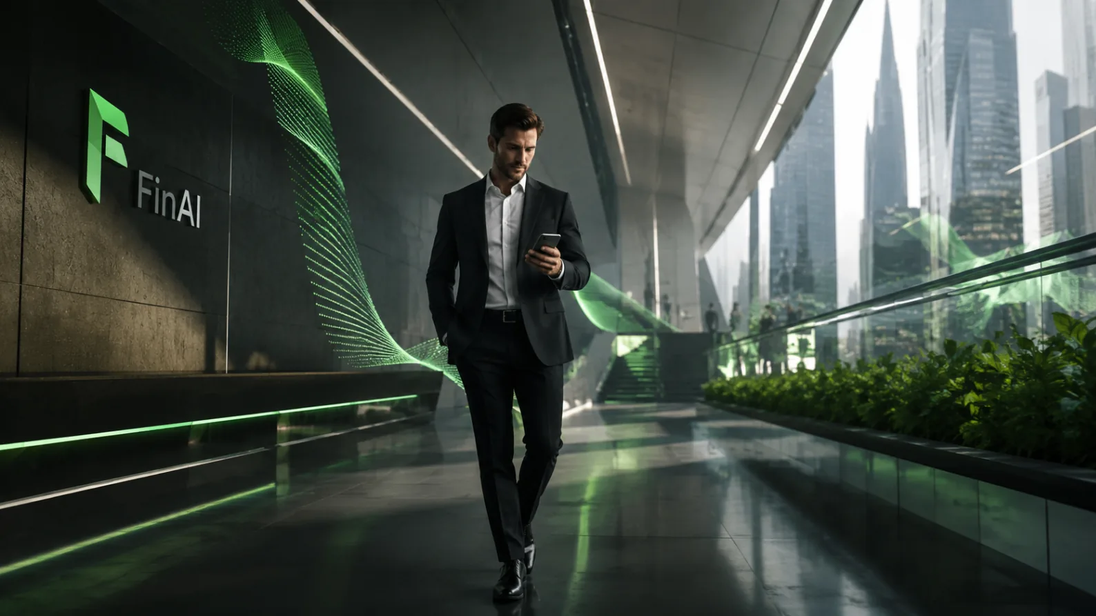 Futuristic corridor representing the world's interconnected stock exchanges